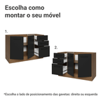 Balcão Gabinete de Pia Madesa Agata 2 Portas e 3 Gavetas (Sem Tampo e Pia) Rustic/Preto