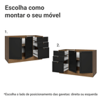 Balcão de Pia 120 cm 2 Portas 3 Gavetas (Sem Tampo) Rustic/Preto Vik Madesa