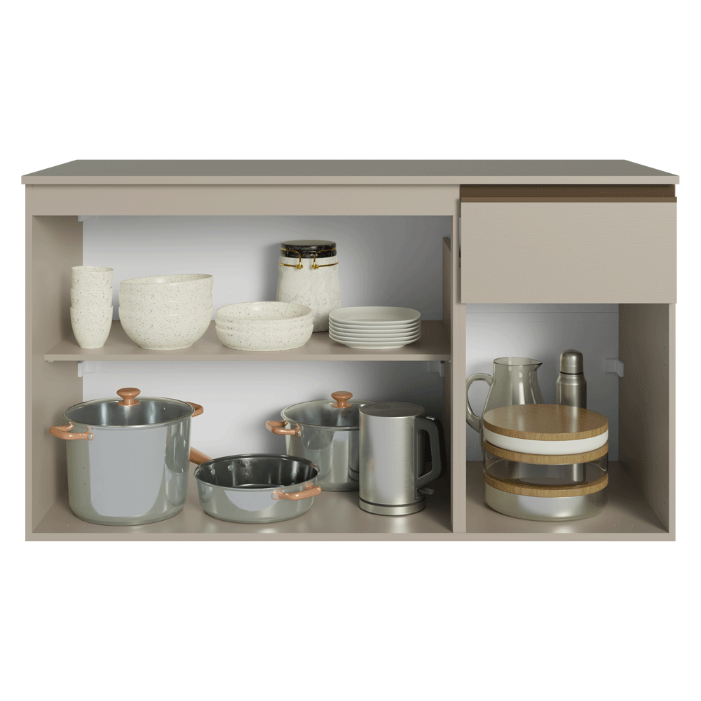Balcão de Cozinha 120 cm 3 Portas 1 Gaveta Suspenso Crema Nice Madesa