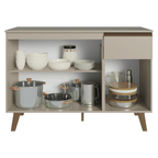 Balcão de Cozinha 120 cm 3 Portas 1 Gaveta Com Pés Crema Nice Madesa