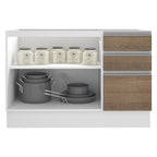Balcão Gabinete de Pia Madesa Glamy 120 cm 2 Portas e 3 Gavetas (Sem Tampo e Pia) Branco/Rustic