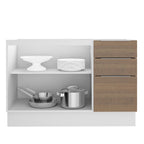 Balcão Gabinete de Pia Madesa Stella 2 Portas e 3 Gavetas (Sem Tampo e Pia) Branco/Rustic