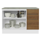 Balcão Cozinha 2 Portas e 3 Gavetas (Com Tampo) Branco/Rustic Stella Madesa