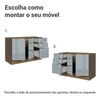 Balcão Gabinete de Pia 120 cm 2 Portas 3 Gavetas (Sem Tampo) Rustic/Cinza Lux Madesa