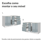 Balcão Gabinete de Pia 120 cm 2 Portas 3 Gavetas (Sem Tampo) Branco/Cinza Lux Madesa