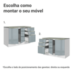 Balcão de Cozinha 120 cm 2 Portas 3 Gavetas Branco/Cinza Lux Madesa