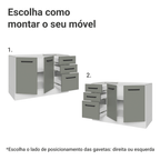 Balcão Gabinete de Pia Madesa Agata 2 Portas e 3 Gavetas (Sem Tampo e Pia) Branco/Cinza