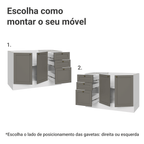 Balcão de Pia 120 cm 2 Portas 3 Gavetas (Sem Tampo) Branco/Cinza Vik Madesa