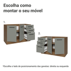 Balcão Gabinete de Pia Madesa Agata 2 Portas e 3 Gavetas (Sem Tampo e Pia) Rustic/Cinza