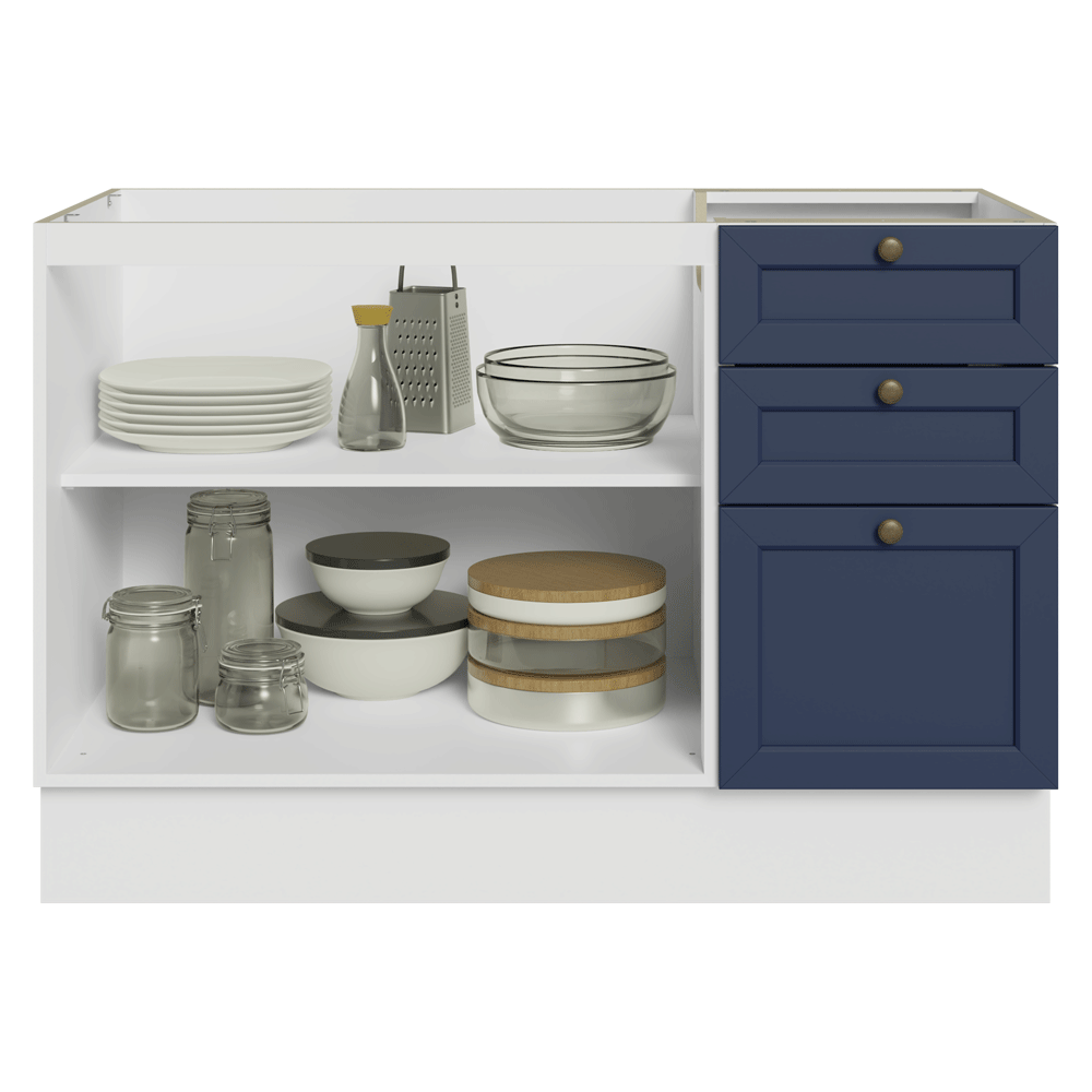 Balcão de Pia 120 cm 2 Portas 3 Gavetas (Sem Tampo) Branco/Azul Vik Madesa