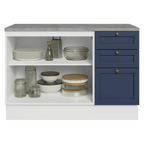 Balcão de Cozinha 120 cm 2 Portas 3 Gavetas Branco/Azul Vik Madesa