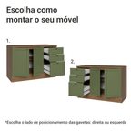 Balcão de Cozinha 120 cm 2 Portas 3 Gavetas Rustic/Verde Vik Madesa