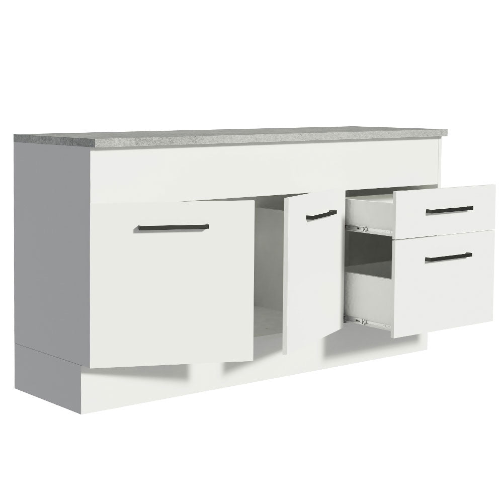 Balcão Madesa Agata 150 cm 2 Portas e 2 Gavetas (Com Tampo) Branco