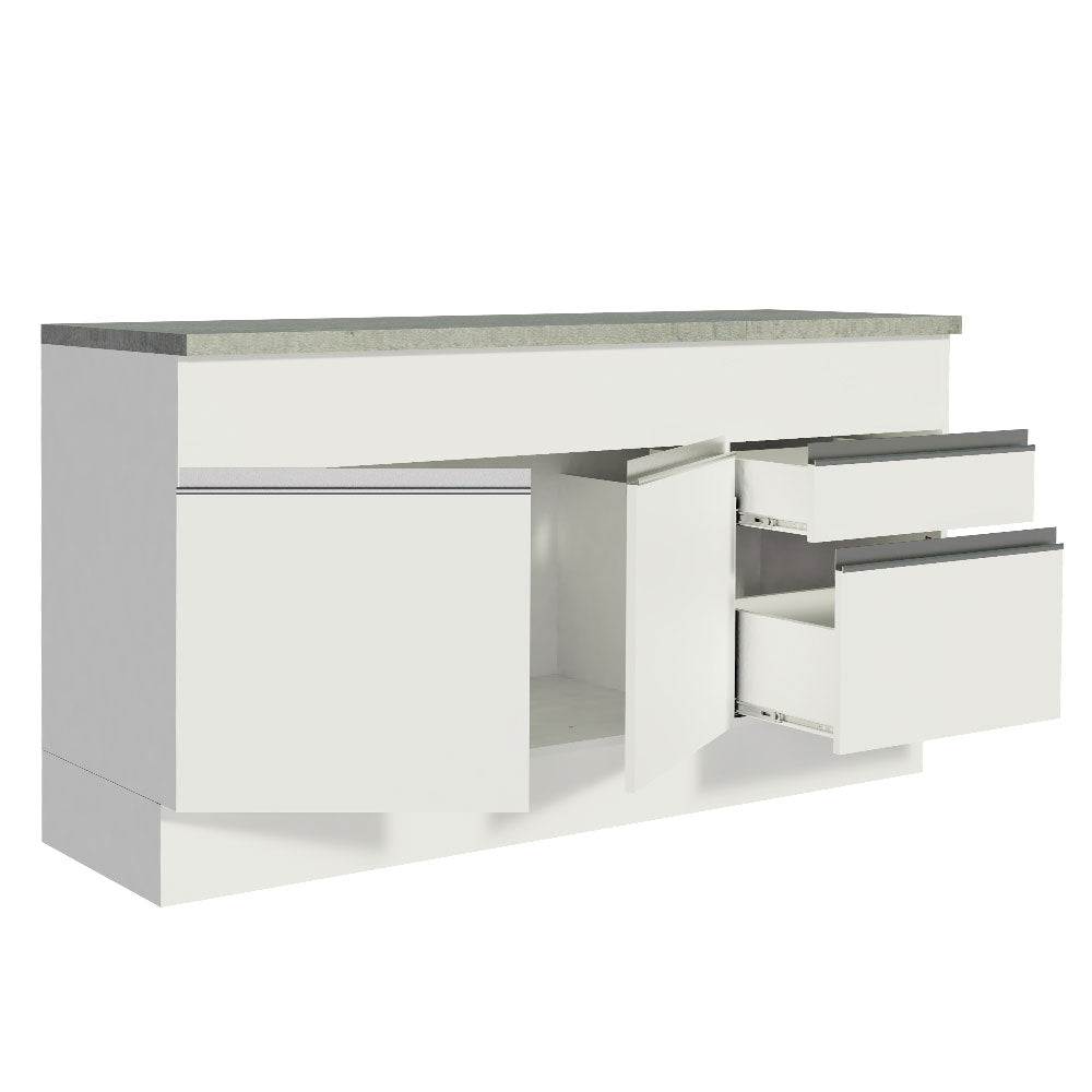 Balcão Madesa Glamy 150 cm 2 Portas e 2 Gavetas (Com Tampo) Branco