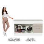 Balcão 150 cm 2 Portas e 2 Gavetas (Com Tampo) Branco/Crema Agata Madesa