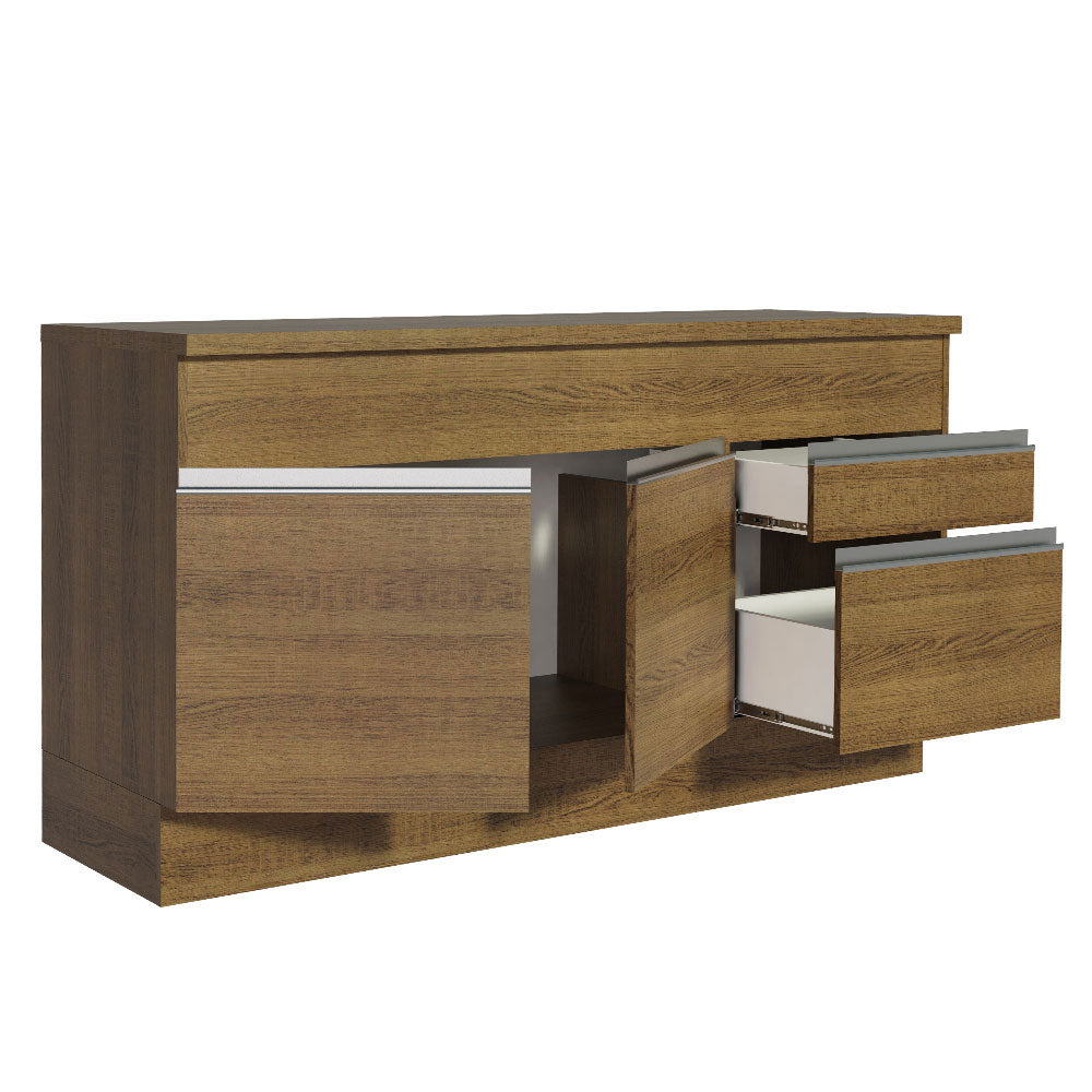 Balcão Madesa Glamy 150 cm 2 Portas e 2 Gavetas (Com Tampo) Rustic