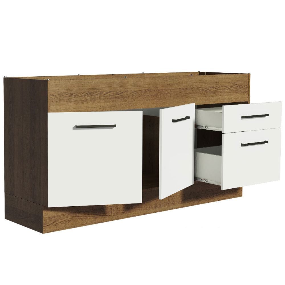 Balcão de Pia Madesa Agata 150 cm 2 Portas e 2 Gavetas (Sem Tampo e Pia) Rustic/Branco