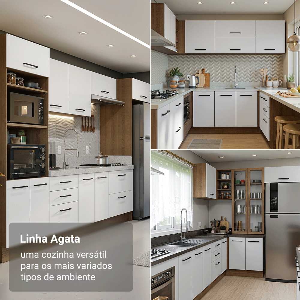 Balcão de Pia Madesa Agata 150 cm 2 Portas e 2 Gavetas (Sem Tampo e Pia) Rustic/Branco