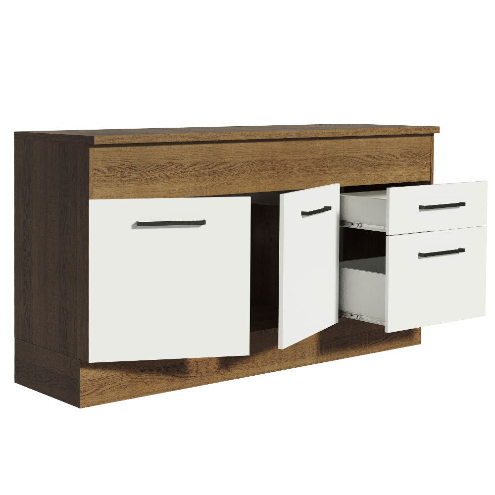 Balcão Madesa Agata 150 cm 2 Portas e 2 Gavetas (Com Tampo) Rustic/Branco
