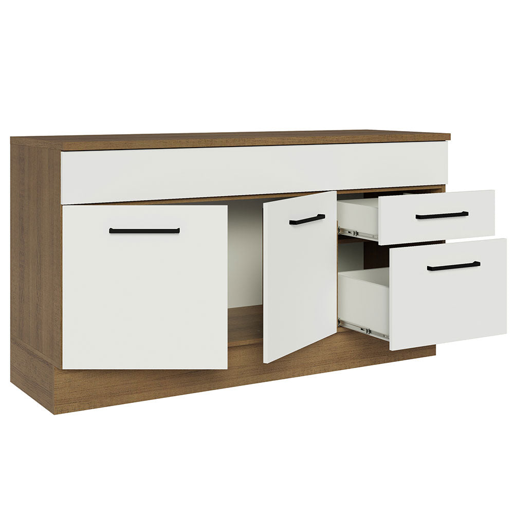 Balcão Gabinete Madesa Agata 150 cm 2 Gavetas 2 Portas (Com Tampo) Rustic/Branco