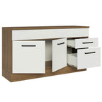 Balcão Gabinete Madesa Agata 150 cm 2 Gavetas 2 Portas (Com Tampo) Rustic/Branco
