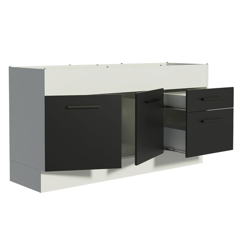 Balcão de Pia Madesa Agata 150 cm 2 Portas e 2 Gavetas (Sem Tampo e Pia) Branco/Preto