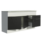 Balcão Madesa Agata 150 cm 2 Portas e 2 Gavetas (Com Tampo) Branco/Preto