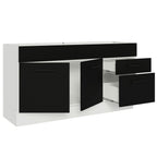 Balcão Gabinete de Pia Madesa Agata 150 cm 2 Portas e 2 Gavetas (Sem Tampo e Pia) Branco/Preto