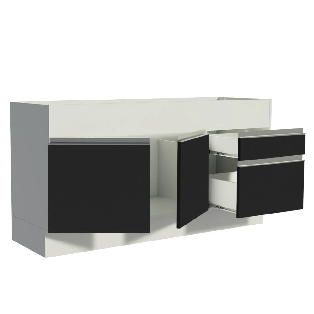 Balcão de Pia Madesa Glamy 150 cm 2 Portas e 2 Gavetas (Sem Tampo e Pia) Branco/Preto