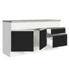 Balcão Madesa Glamy 150 cm 2 Portas e 2 Gavetas (Com Tampo) Branco/Preto