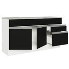 Balcão Gabinete Madesa Glamy 150 cm 2 Gavetas 2 Portas (Com Tampo) Branco/Preto
