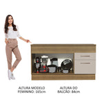 Balcão 150 cm 2 Portas e 2 Gavetas (Com Tampo) Rustic/Crema Agata Madesa