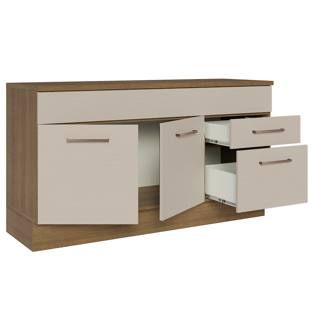 Balcão Gabinete 150 cm 2 Gavetas 2 Portas (Com Tampo) Rustic/Crema Agata Madesa
