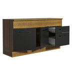Balcão Madesa Agata 150 cm 2 Portas e 2 Gavetas (Com Tampo) Rustic/Preto