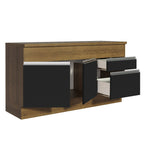 Balcão Madesa Glamy 150 cm 2 Portas e 2 Gavetas (Com Tampo) Rustic/Preto