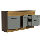 Balcão Madesa Agata 150 cm 2 Portas e 2 Gavetas (Com Tampo) Rustic/Cinza