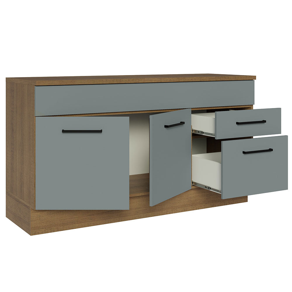 Balcão Gabinete Madesa Agata 150 cm 2 Gavetas 2 Portas (Com Tampo) Rustic/Cinza