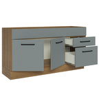 Balcão Gabinete de Pia Madesa Agata 150 cm 2 Portas e 2 Gavetas (Sem Tampo e Pia) Rustic/Cinza