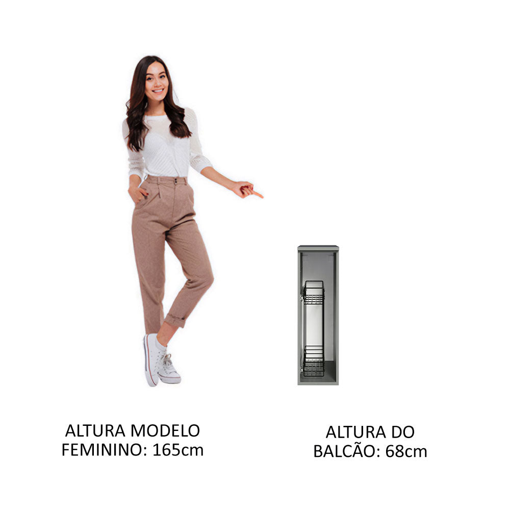 Balcão Porta-Temperos 20 cm Suspenso Cinza Nice Madesa