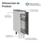 Balcão Porta-Temperos 20 cm 1 Porta Branco/Cinza Vik Madesa