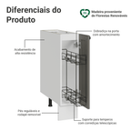 Balcão Porta-Temperos 20 cm 1 Porta (Sem Tampo) Branco/Cinza Vik Madesa