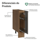 Balcão Porta-Temperos 20 cm 1 Porta (Sem Tampo) Rustic/Cinza Vik Madesa