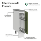Balcão Porta-Temperos 20 cm 1 Porta Branco/Verde Vik Madesa