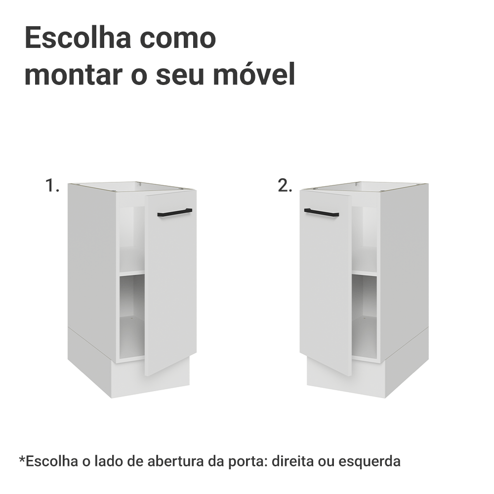 Balcão de Cozinha 35 cm 1 Porta (Sem Tampo) Branco Agata Madesa