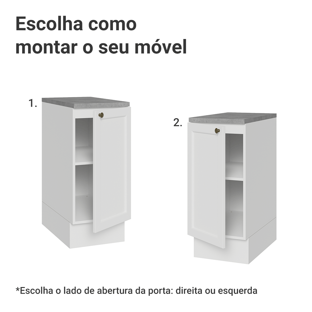 Balcão de Cozinha 35 cm 1 Porta Branco Vik Madesa