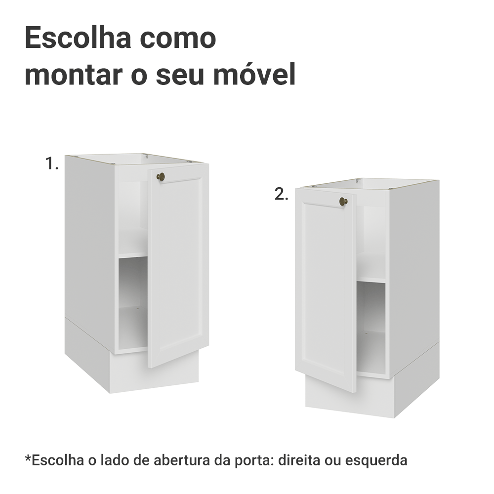 Balcão de Cozinha 35 cm 1 Porta (Sem Tampo) Branco Vik Madesa