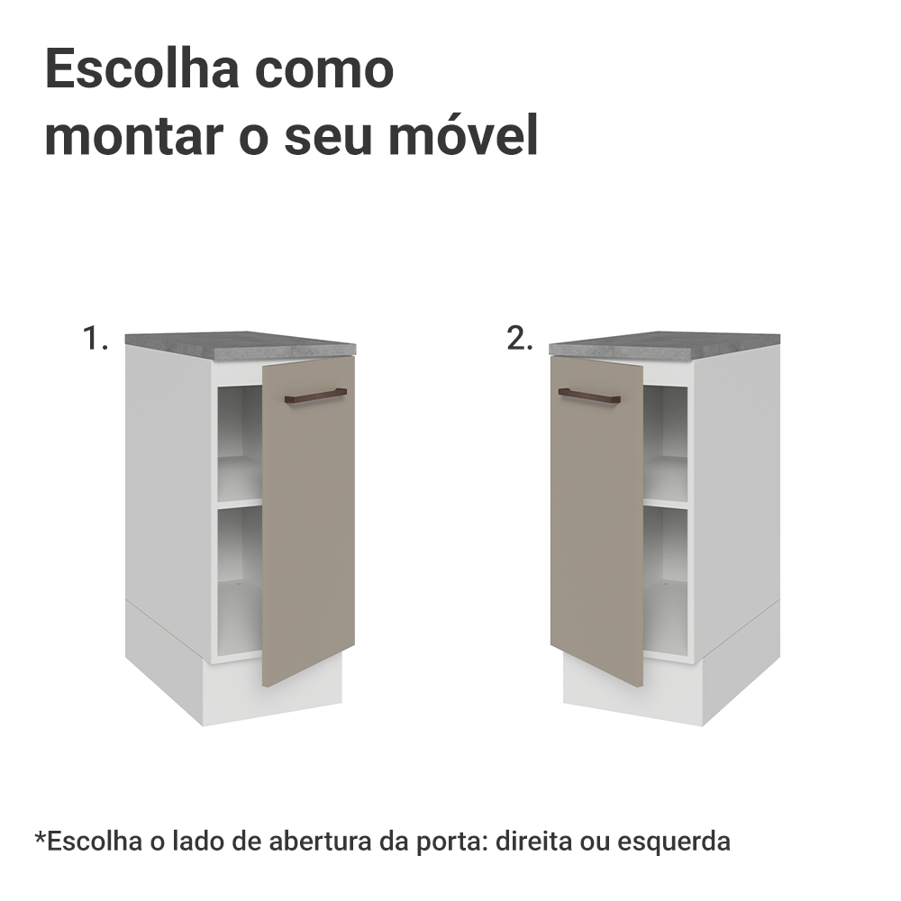 Balcão 35 cm 1 Porta Branco/Crema Agata Madesa