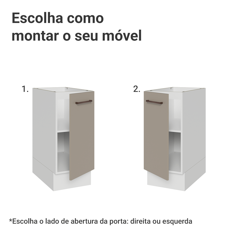 Balcão de Cozinha 35 cm 1 Porta (Sem Tampo) Branco/Crema Agata Madesa