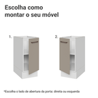 Balcão de Cozinha 35 cm 1 Porta (Sem Tampo) Branco/Crema Agata Madesa