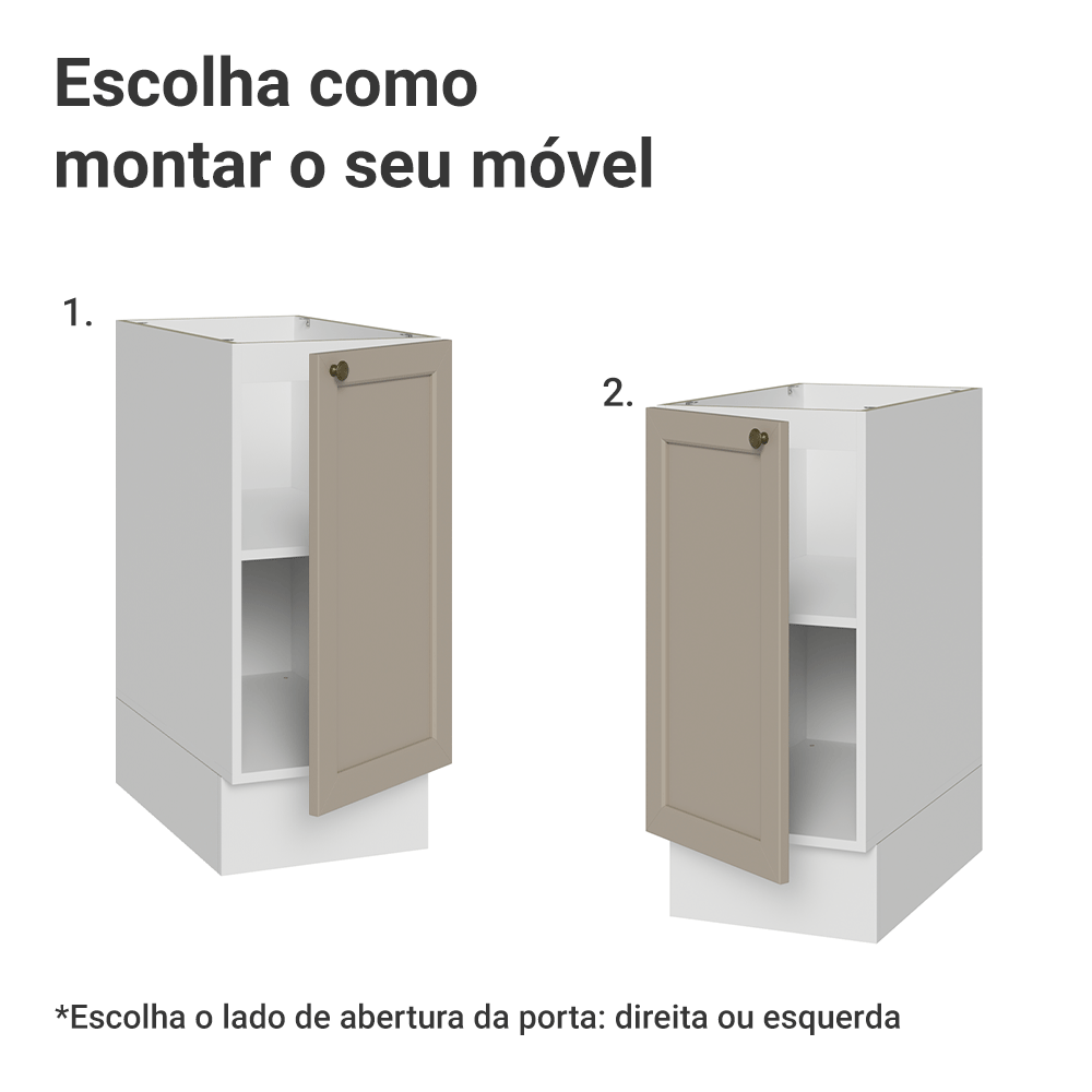 Balcão de Cozinha 35 cm 1 Porta (Sem Tampo) Branco/Crema Vik Madesa
